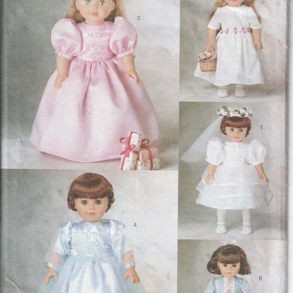 Butterick 5971 robes de soirée non coupées modèle de vêtements de poupée mariée demoiselle d'honneur châle pour poupées de 18 pouces