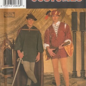 May include: Simplicity Costumes sewing pattern number 7761 for two Renaissance era costumes. The pattern includes instructions for a long-sleeved tunic with a cape and a short-sleeved tunic with a doublet. The pattern is for sizes XS, S, M, L, and XL.