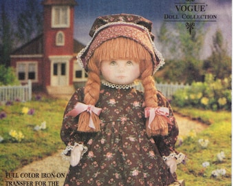 Vogue Crafts 8336 Early American Soft Sculpted 18" Doll With Outfit And Full Color Transfer Sewing Pattern Linda Carr UNCUT FF