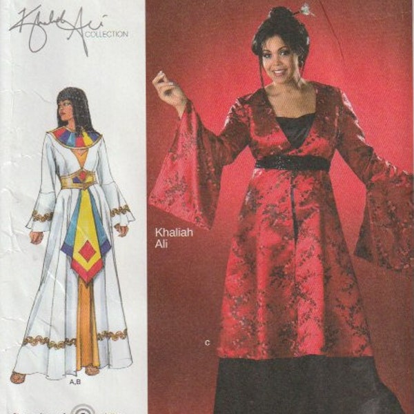 Womens Egyptian Or Asian Dress Kimono Sleeves Floor Length Cosplay Halloween Costume Simplicity 2837 Full Figure Size 18W 20W 22W 24W