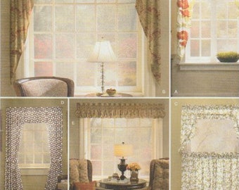 Window Treatments Cafe Curtains Valance Side Panels Swag Simplicity 2395 Sewing Pattern UNCUT FF