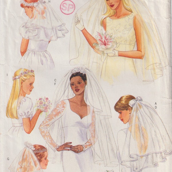 Coiffes de voiles de taille mariée et enfant avec Bluser, couronne florale Butterick 5972 patron de couture non coupé FF