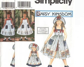 Simplicity 8145 Daisy Kingdom Girls Sundress Shorts Hat 18" Doll Dress Sewing Pattern Vintage 1998 Size 3-6 Or 7 8 10 12 UNCUT
