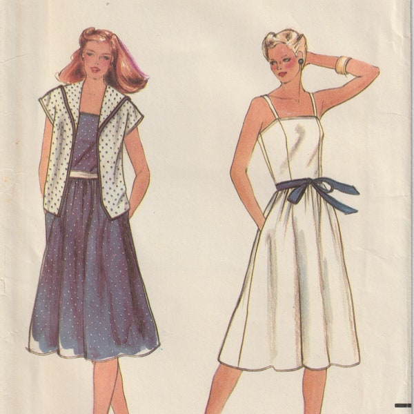 Vintage 80's Butterick 3735 Misses Sundress And Jacket With Sailor Collar Sewing Pattern Size 12 14 16 UNCUT FF