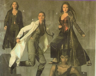 Simplicity 4962 Misses Cyberpunk Matrix Trinity Style Long Coat Pants Corset Vest Cosplay Costume Sewing Pattern Size 14 16 18 20 UNCUT