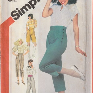Vintage 80&#39;s Simplicity 5898 Misses Fashion Pants Ankle Length Full Length Cropped Bermuda Shorts Side Slits Front Pleats Size 10 UNCUT