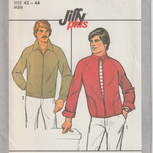 Simplicity 8358 Men's Unlined Jacket, Front Separating Zipper, Long Sleeve Inside Pockets 1970's Jiffy Sewing Pattern Size Large 42-44 UNCUT
