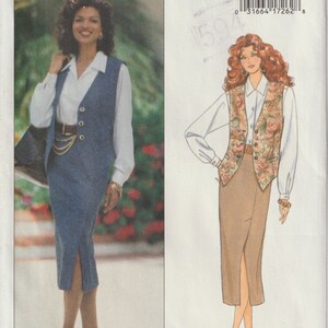 May include: A sewing pattern for a skirt and vest. The pattern is for sizes 18-20-22. The pattern is from Butterick and is labeled "Fast & Easy".