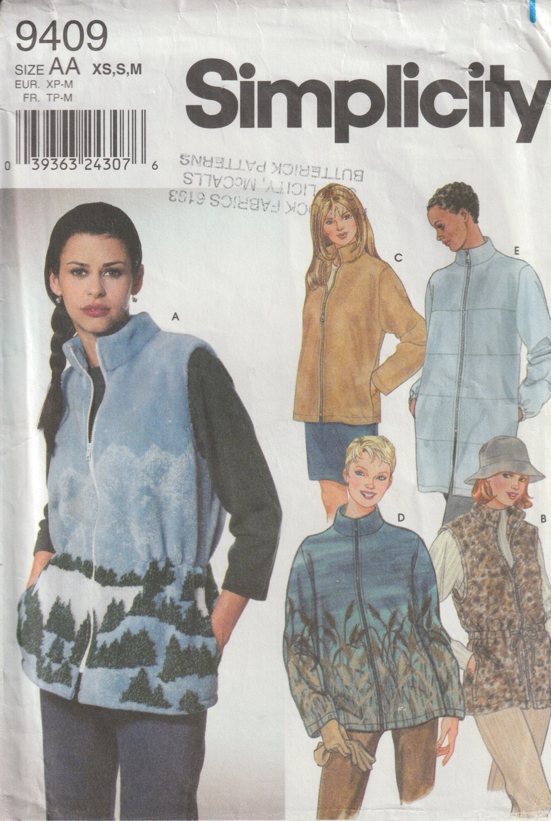 Simplicity 9409 Misses' Vest and Jacket Front Zip Band - Etsy