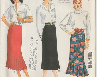 McCall's 2603 Misses' Straight Skirts Midi Length Flared Lower Skirt  Pleated 80's Sewing Pattern  Size 14 UNCUT FF