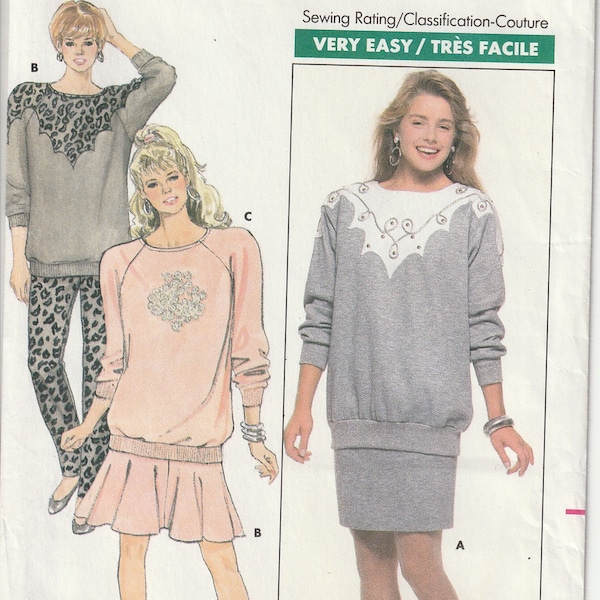 Vtg 80's Butterick 5901 Misses Very Easy Top, Skirt & Pants Loose Fitting Pullover Top Size 12 14 16 UNCUT