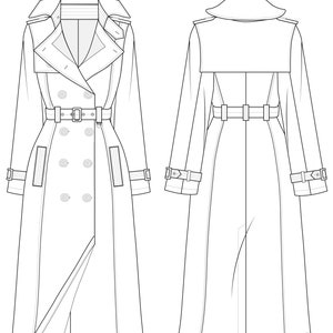 Flat Drawing / Technical Drawing Trench Coat Front&back - Etsy Canada