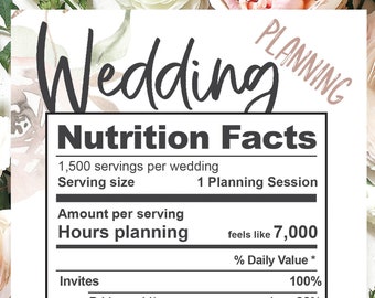 Funny Engagement Cards | Funny Wedding Card | Wedding Shower Card | Gift for Newlyweds | Funny Wedding Planning Nutrition Facts Card