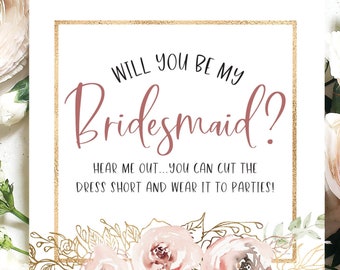 Funny Bridesmaid Proposal Card | Be my Bridesmaid Card | Maid of Honor Proposal | Wedding Card | Cut Dress Short