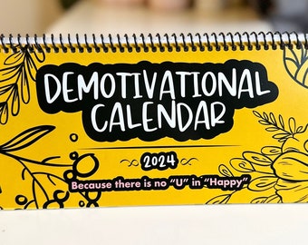 2024 Funny Desk Calendar Dark Humor Gift | Sarcastic Desk Calendar Coworker Gag Gift | White Elephant Office Gift | Monthly Quote Calendar