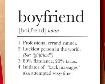 Funny Love Card for Boyfriend | I Love You Card | Anniversary Card for Him | Anniversary Gift | Card for Boyfriend | Boyfriend Definition