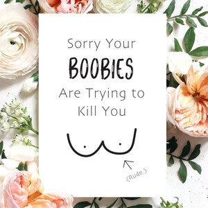 Funny Breast Cancer Encouragement Card | Breast Cancer Gift Funny | Get Well Soon Cancer Card for Her | Sarcastic Mastectomy Support Card