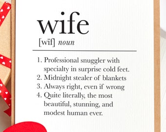 Funny Anniversary Card for Wife | Sarcastic Card for Her | Anniversary Gift for Wife | Wedding Anniversary Card for Wife | Wife Definition