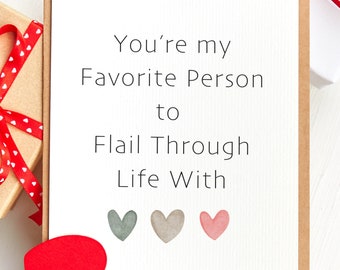 Funny Anniversary Card for Husband or Wife | Sarcastic Love Card for Wife | Anniversary Gift for Wife | Birthday Card for Him | Flail Card
