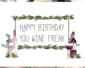 Wine Birthday Card for Wife | Funny Happy Birthday Card for Friend | Wine Lovers Gift | Happy Birthday Card for Girlfriend | Wine Freak