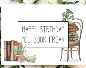 Funny Birthday Card | Book Lover Gift | Book Nerd Gift | Card for Mom | Happy Birthday Card | Birthday Card for Friend | Book Freak