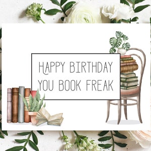 Funny Birthday Card | Book Lover Gift | Book Nerd Gift | Card for Mom | Happy Birthday Card | Birthday Card for Friend | Book Freak