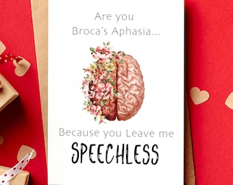 Funny Neurology Card for Nurses | Neuroscience Gift for Neuro Nurse | Neurology Nurse gift | Anatomical Brain Card | You Leave Me Speechless