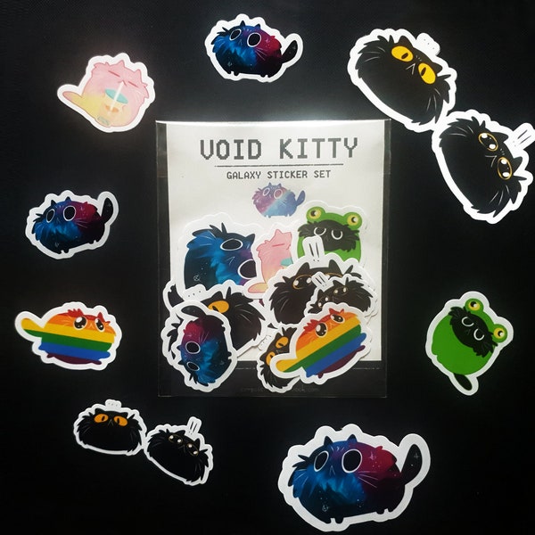 Galaxy Kitty stickerset - matte or glitter stickers