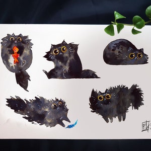 Spicy black kitty - A5 art print PREORDER