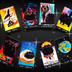 Pegatinas de cartas del tarot - gatito del tarot