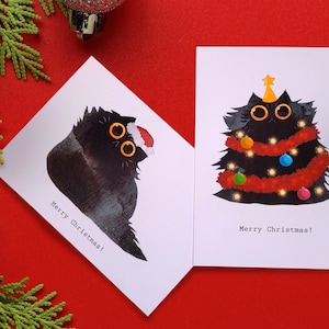 Jeu de cartes postales chaton de Noël