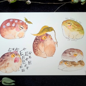 Desert Rain froggies | watercolor print A5