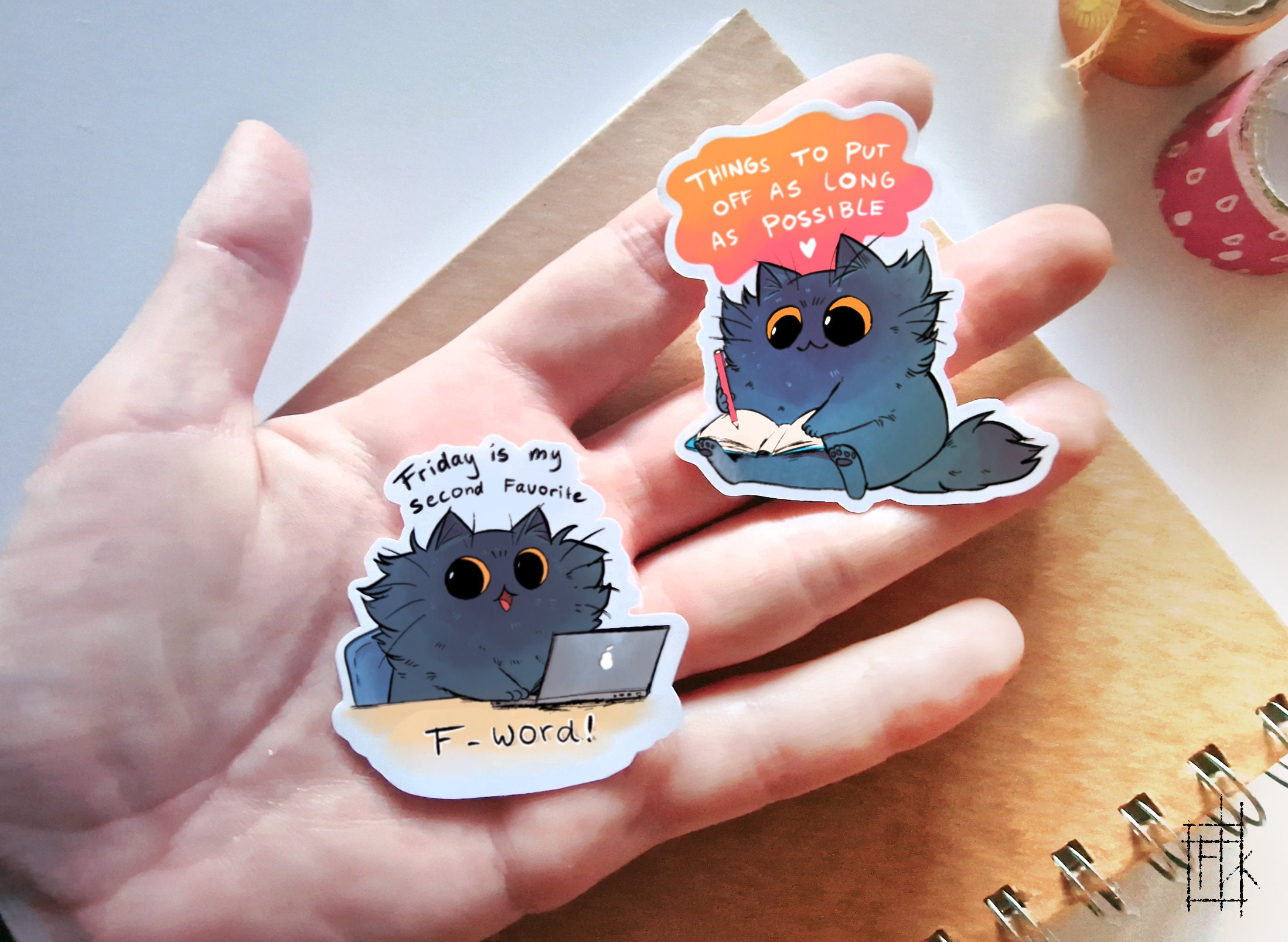 Kitty Journal Sticker Set - Matte or Glitter Stickers - Etsy