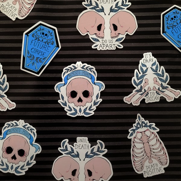 Conjunto de adesivos Memento Mori - adesivos foscos ou brilhantes