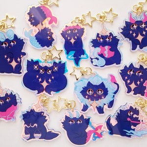 Zodiac Kitty keychains - holographic charms