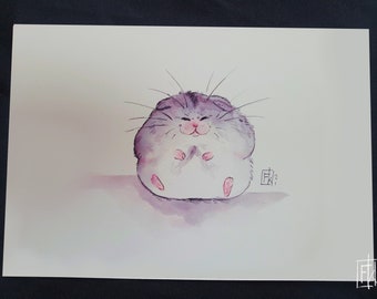 Hamster endormi | aquarelle A5