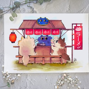 麺屋の猫たち - A5 アートプリント