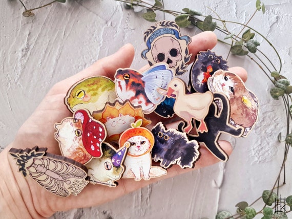 小物 fucking awesome angel pins Angy as Fuk Pin - Wooden Pin - Etsy