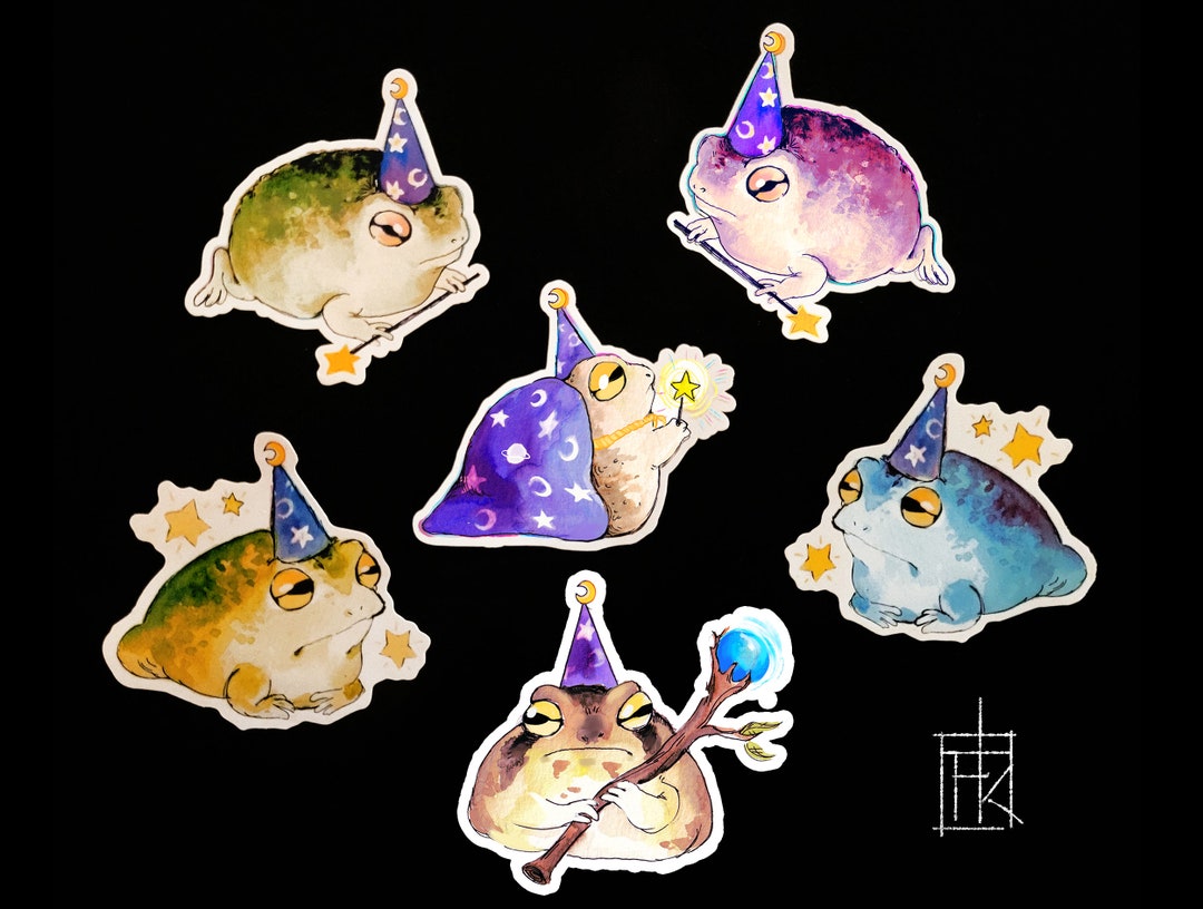 Frog Wizard 4 In Wizard Frogs Stickerset - Matte or Glitter Stickers - Etsy
