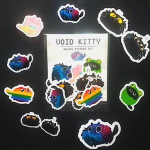 Galaxy Kitty stickerset - matte or glitter stickers
