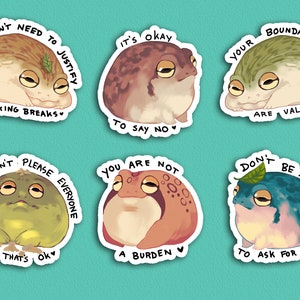 Mental health frogs stickerset - matte or glitter stickers