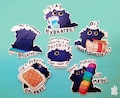 Mental health kitty stickerset - matte or glitter stickers product logo