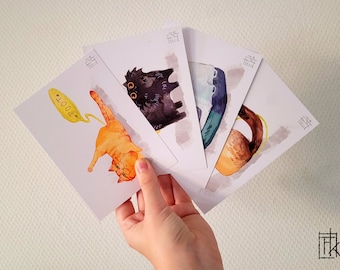 Farty Kitty Postcard series A6 - set