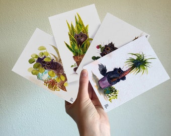 Plant kitty Postcard set a6