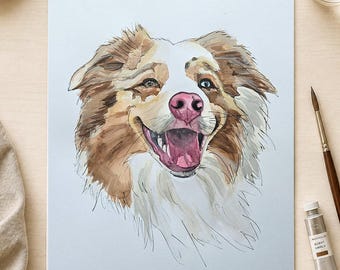 Handgemaltes Haustierportrait Aquarell, Hand Painted Pet Portrait Watercolor, Illustratives Tierportrait nach Foto, Original