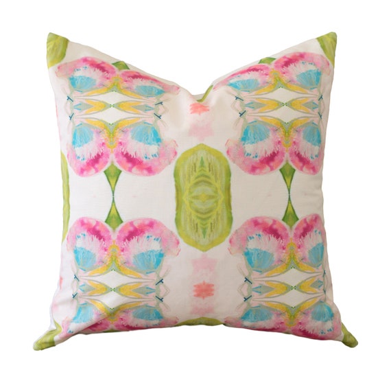Custom Designer Artwork Pink and Green Pattern Linen Decorative Pillow Cover Etsy