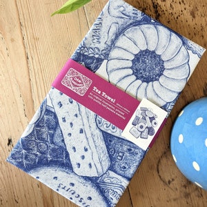 Biscuits Tea Towel - original, hand drawn biscuit illustration - quality cotton teatowel - 450 x 680mm