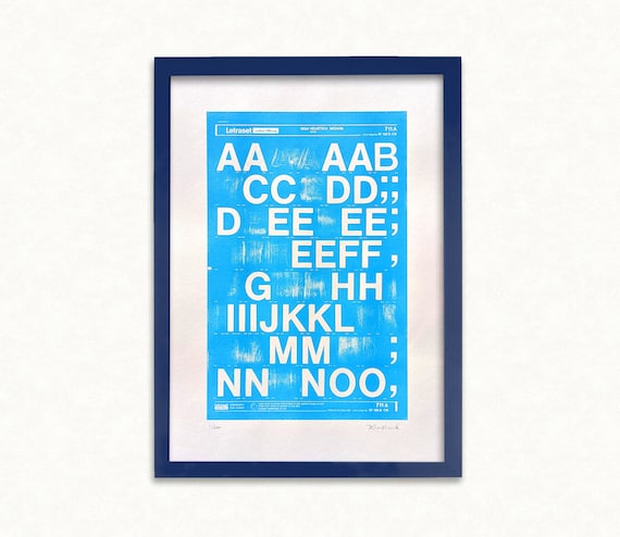 Helvetica Wall Art Print | Bright & Grungy A3 typography | recycled coffee cup paper | 1972 Letraset risograph | Signed and limited