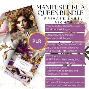 Diário de manifestação de dinheiro PLR - Produtos digitais prontos para você, pacote de coach espiritual, modelo editável do Canva