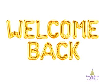 Back to School Welcome Back Gold Glitter Banner for Welcome Home Home Party Decoration Back from Hospital Sign Retiring from The Army Homecoming